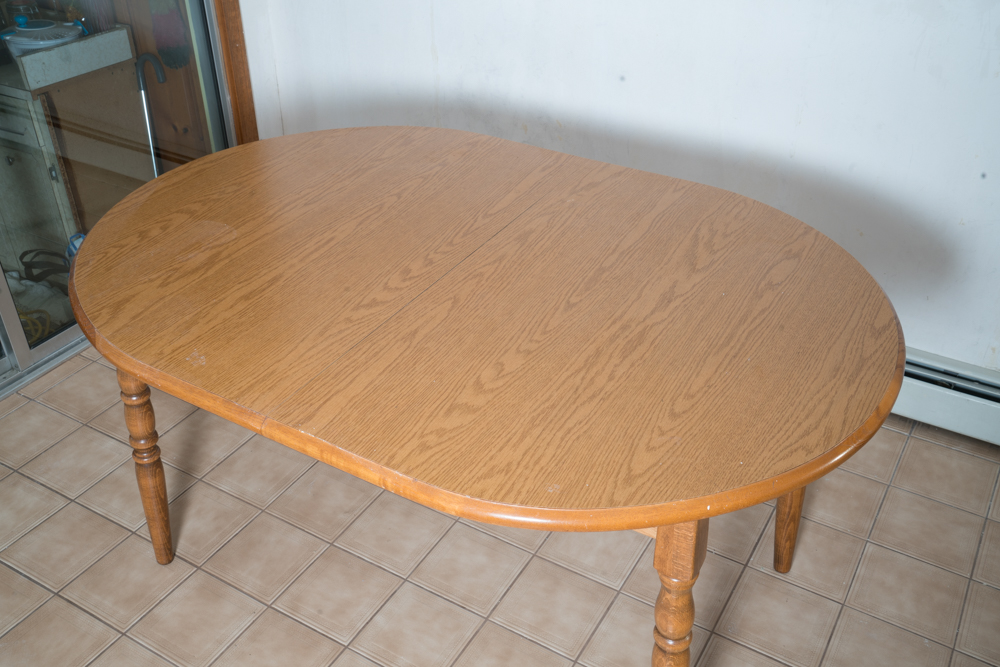 Traditional Oak Dining Table with Six Windsor Style Chairs EBTH