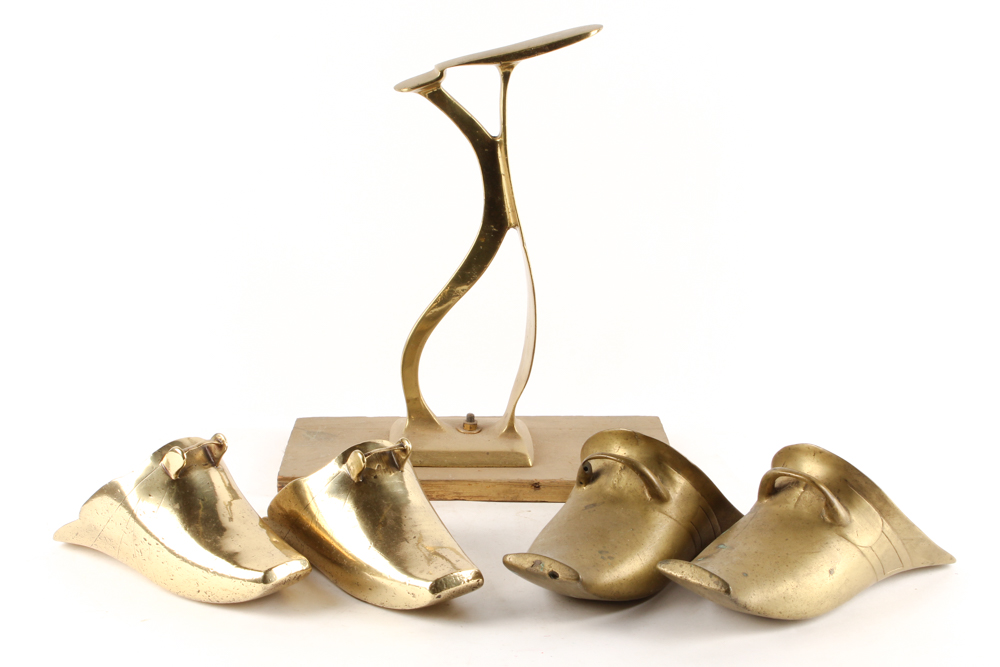 Brass Shoe Shine Foot Rest and Antique Stirrups