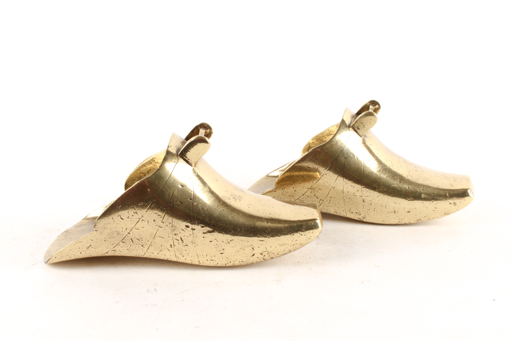 Brass Shoe Shine Foot Rest and Antique Stirrups