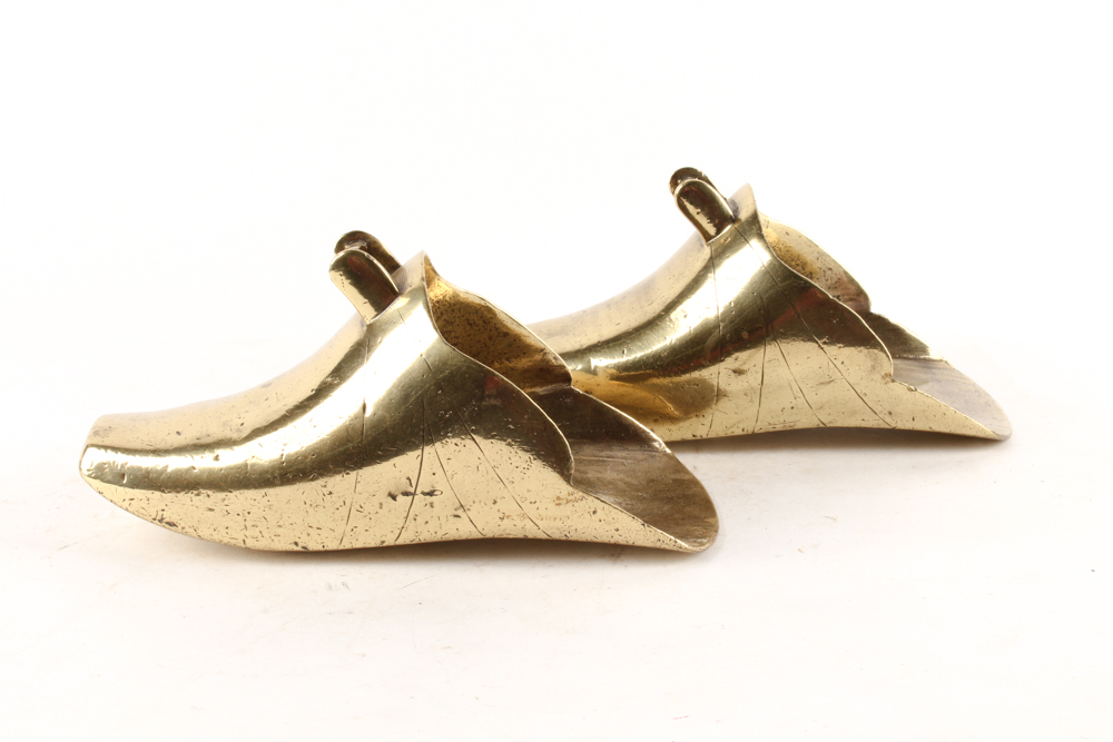 Brass Shoe Shine Foot Rest and Antique Stirrups