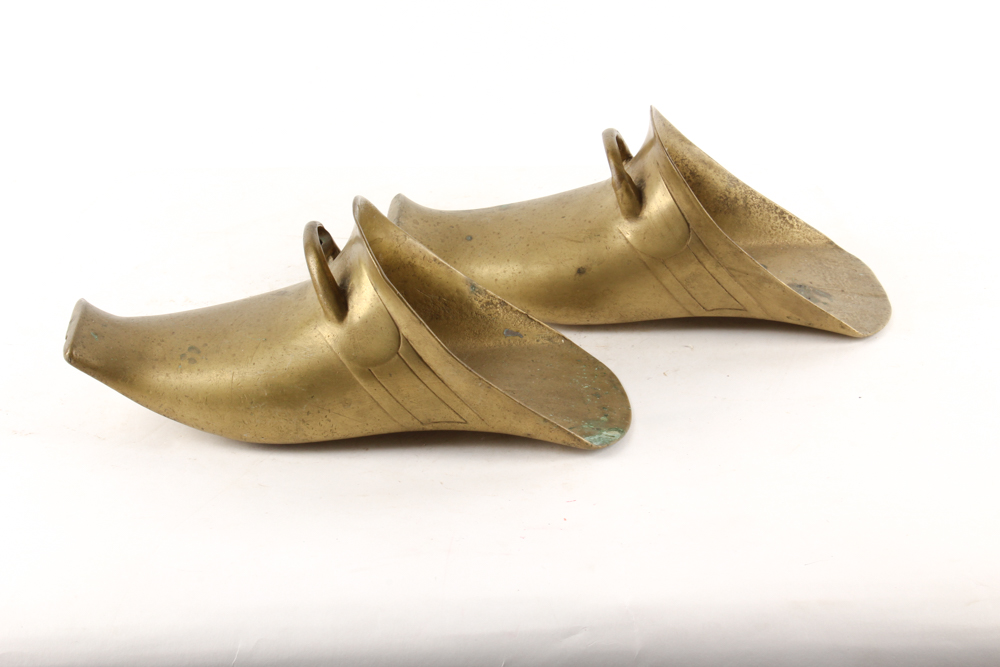 Brass Shoe Shine Foot Rest and Antique Stirrups