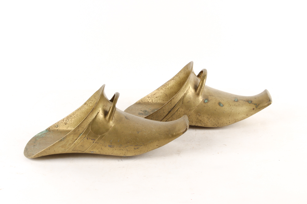 Brass Shoe Shine Foot Rest and Antique Stirrups