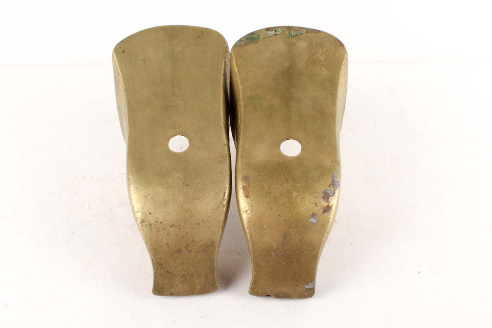 Brass Shoe Shine Foot Rest and Antique Stirrups
