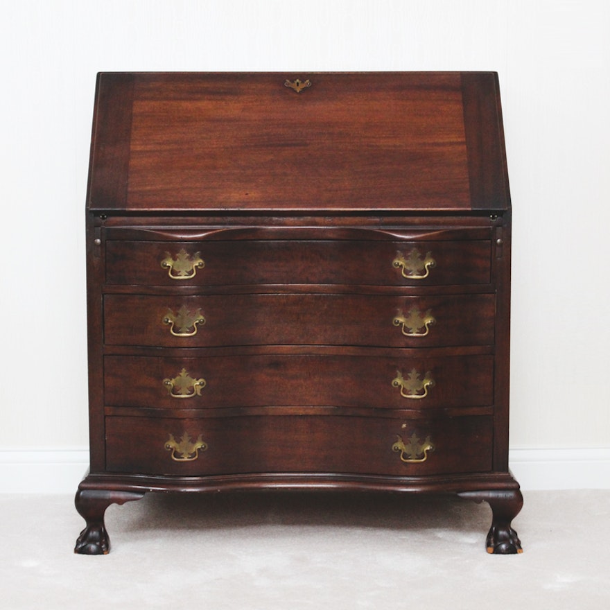 Chippendale Style Mahogany Drop-Front Secretary Desk