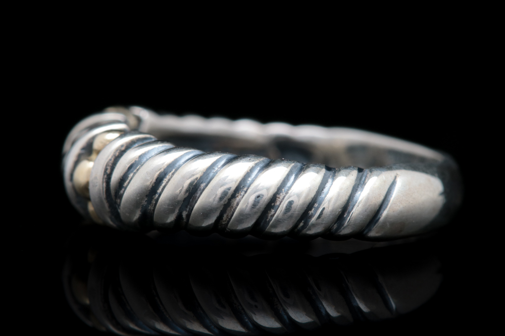 Sterling Silver and 18K Yellow Gold Band