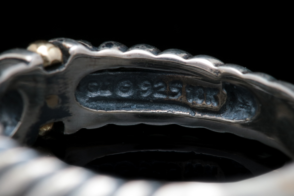 Sterling Silver and 18K Yellow Gold Band