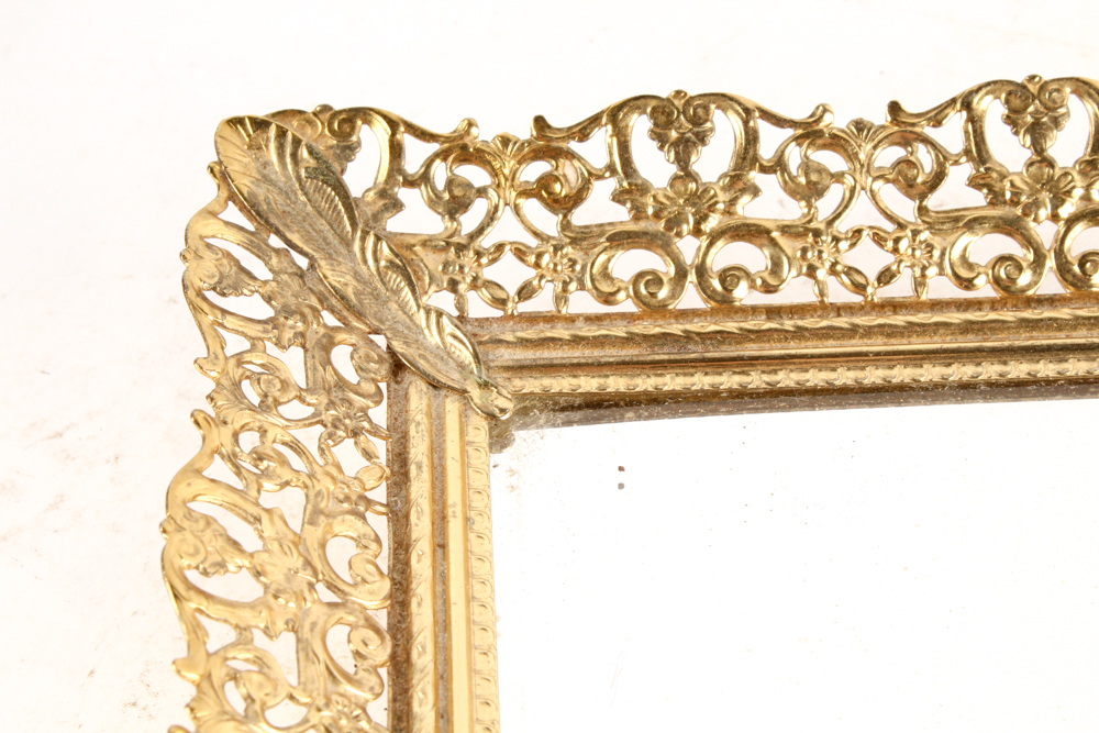 Wooden Jewelry Boxes and Gold Tone Metal Vanity Mirror
