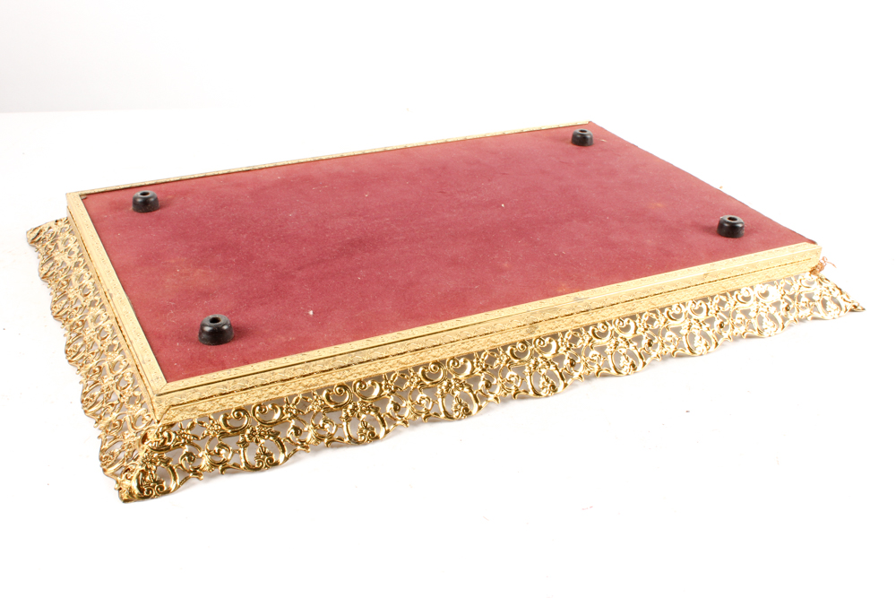 Wooden Jewelry Boxes and Gold Tone Metal Vanity Mirror