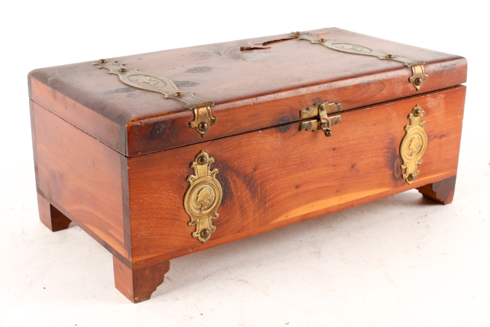 Wooden Jewelry Boxes and Gold Tone Metal Vanity Mirror