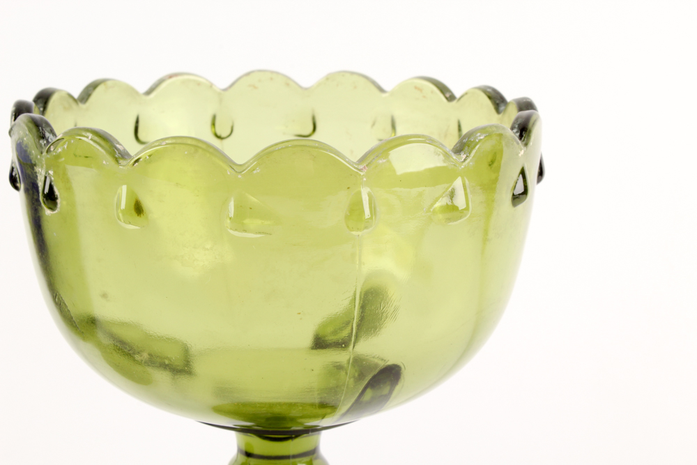 Cobalt and Green Glass Tableware and Stoneware