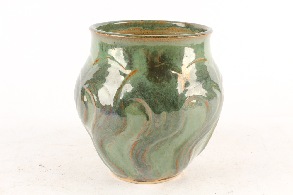 Cobalt and Green Glass Tableware and Stoneware