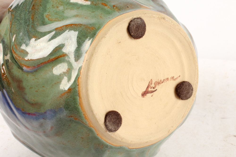 Cobalt and Green Glass Tableware and Stoneware