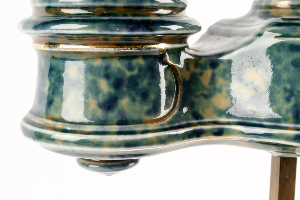 Antique Ceramic and Brass Student Oil Lamp