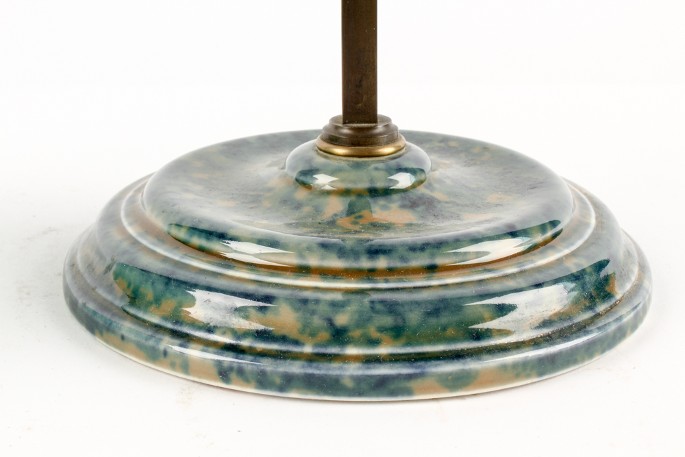 Antique Ceramic and Brass Student Oil Lamp