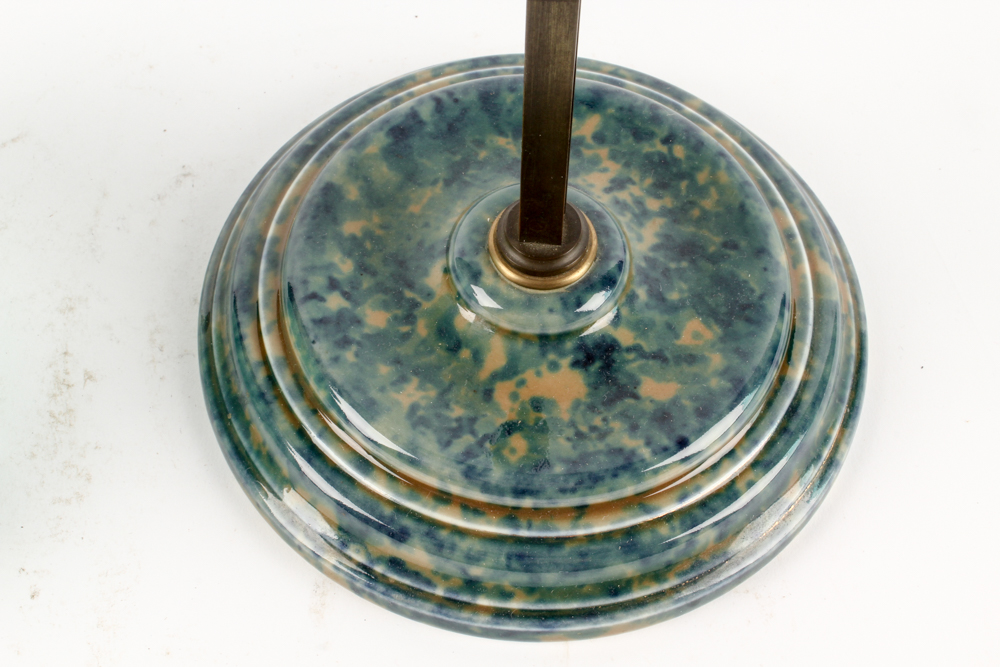 Antique Ceramic and Brass Student Oil Lamp