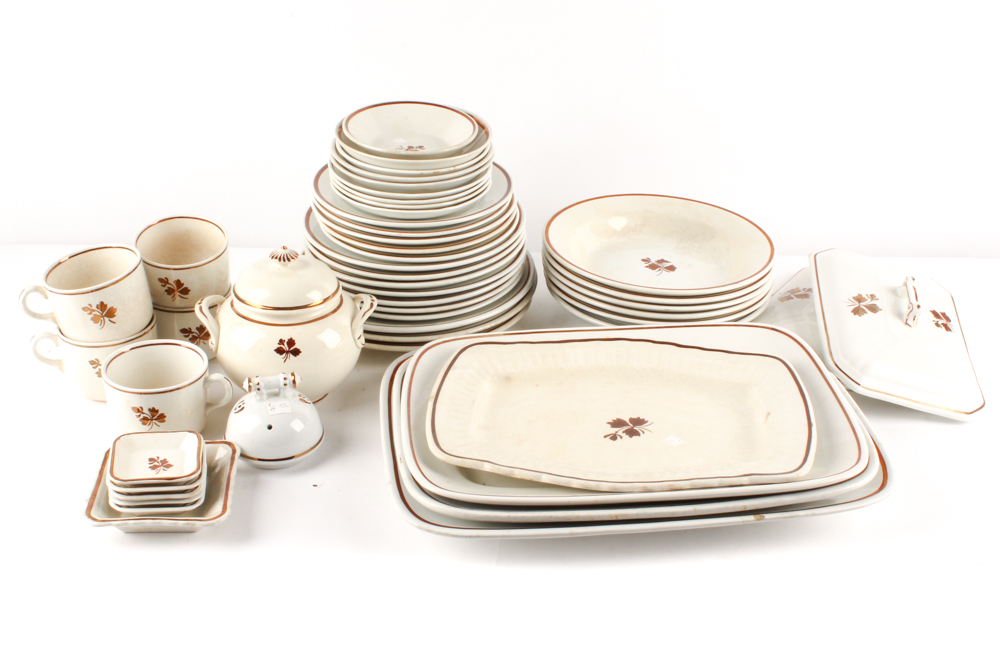 Victorian Wedgwood & Co. and Alfred Meakin "Tea Leaf" Ironstone Dinnerware