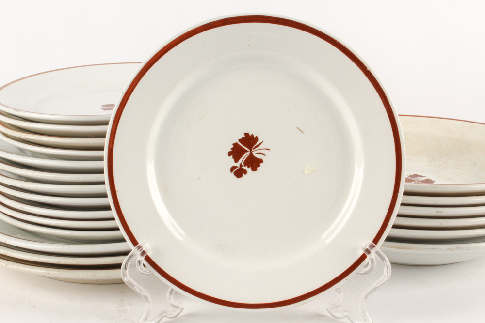 Victorian Wedgwood & Co. and Alfred Meakin "Tea Leaf" Ironstone Dinnerware