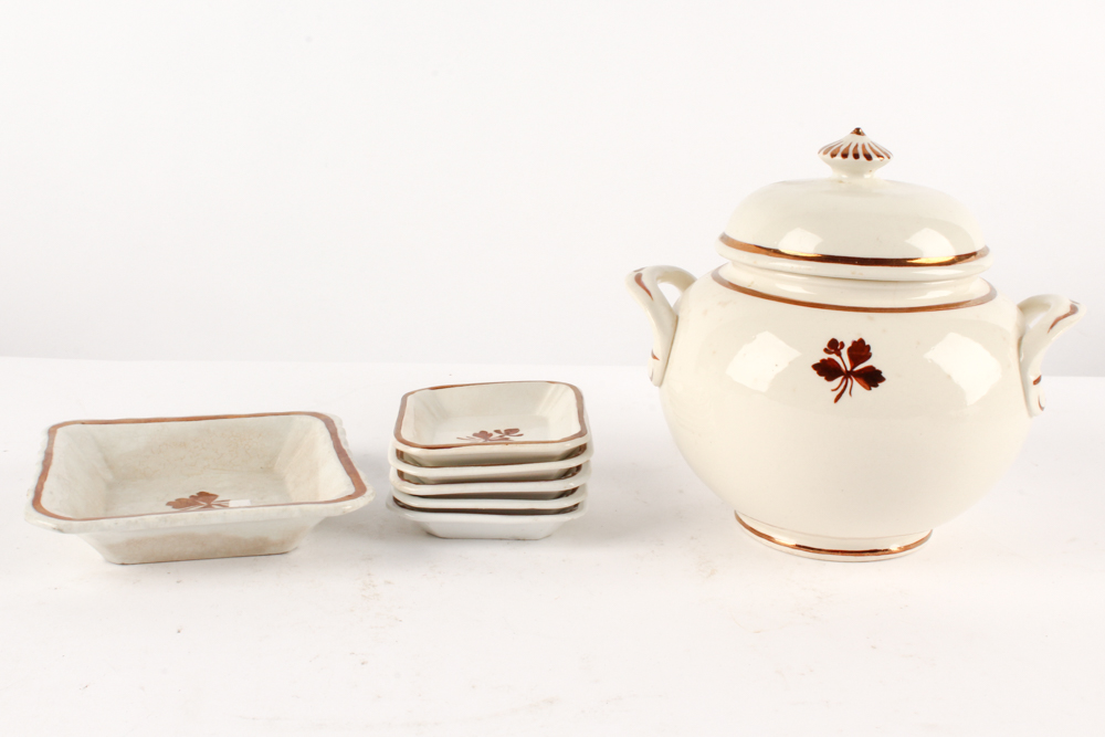 Victorian Wedgwood & Co. and Alfred Meakin "Tea Leaf" Ironstone Dinnerware