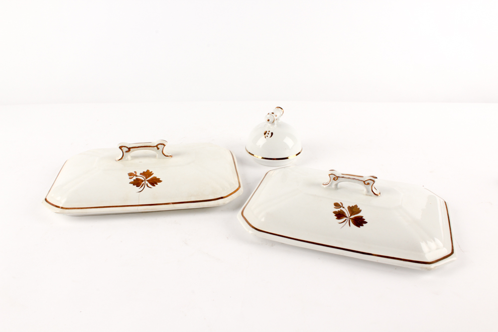 Victorian Wedgwood & Co. and Alfred Meakin "Tea Leaf" Ironstone Dinnerware