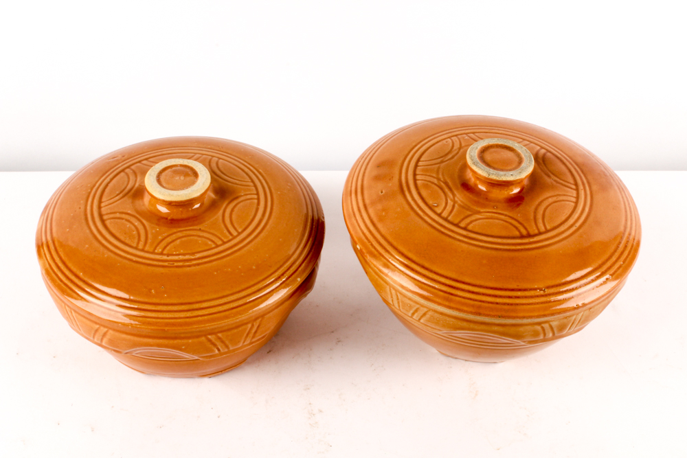 Lidded Vintage Stoneware Pots and Jug