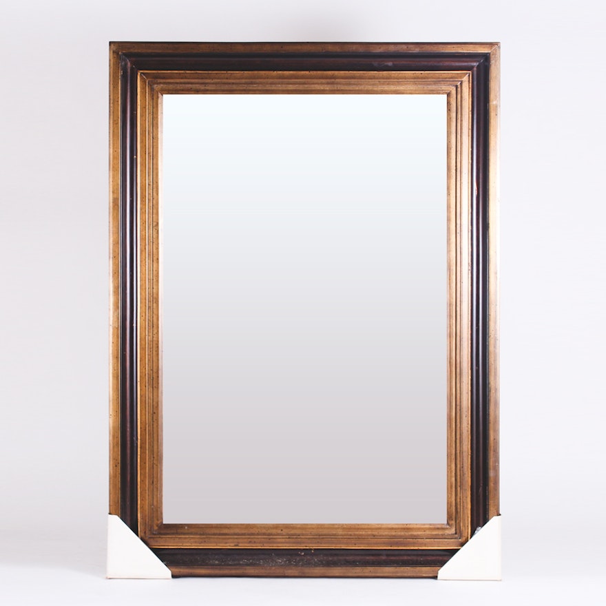 Large Wooden Gold Gilt Wood Framed Wall Mirror