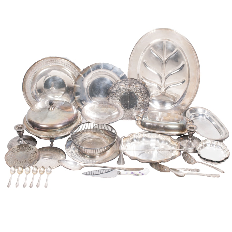 Silverplate Serving and Tableware, Including Sheffield, Chippendale, and Wilcox