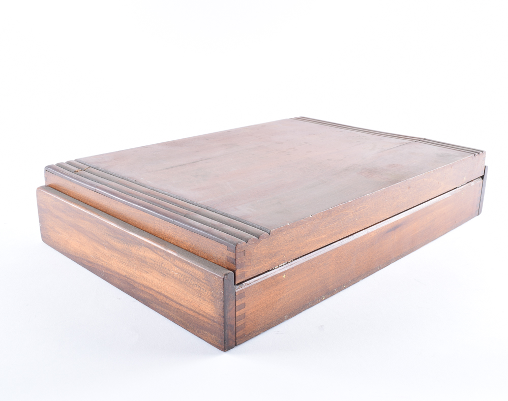 Art Deco Style Wooden Box with Porcelain Caster Collection