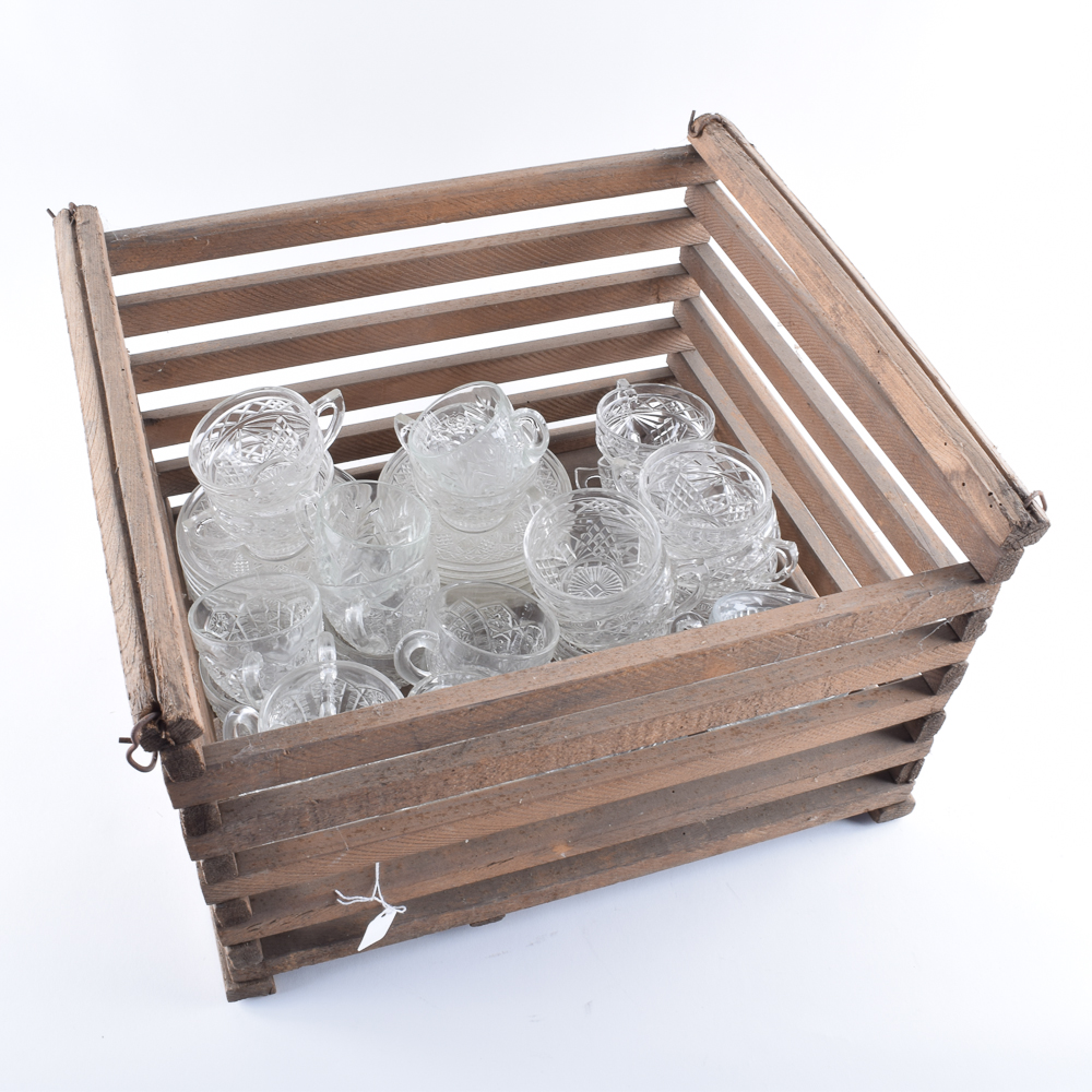 Vintage Pressed Plate and Punch Cups Glassware