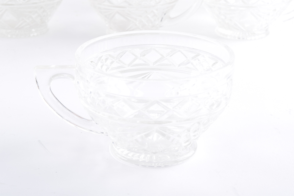 Vintage Pressed Plate and Punch Cups Glassware