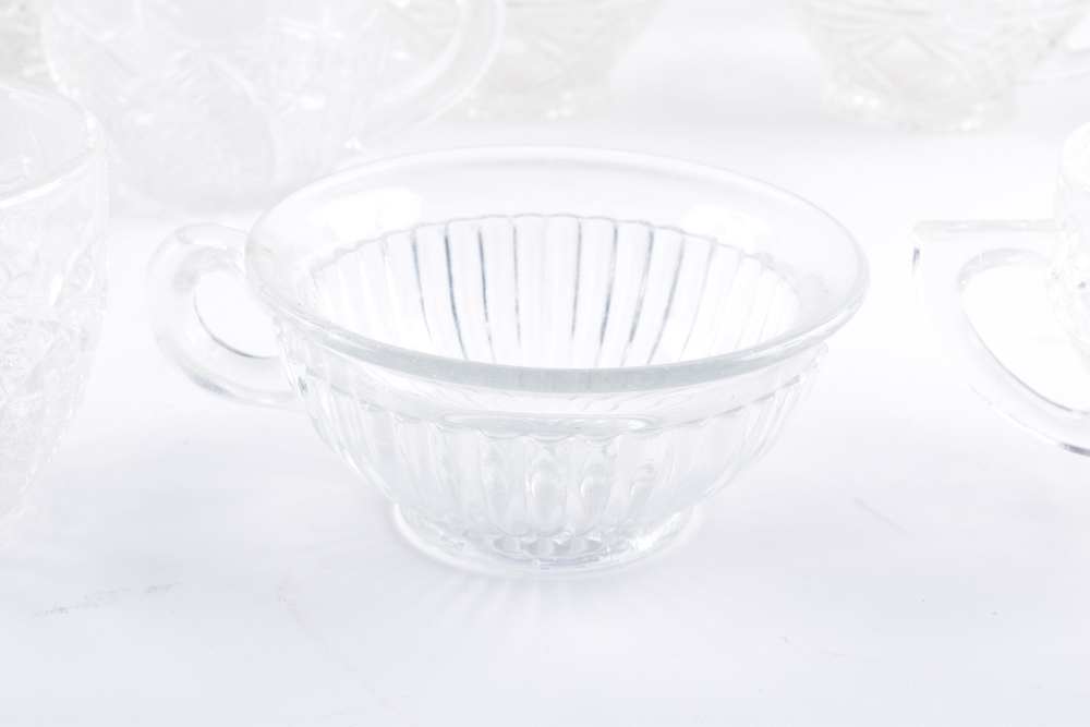 Vintage Pressed Plate and Punch Cups Glassware