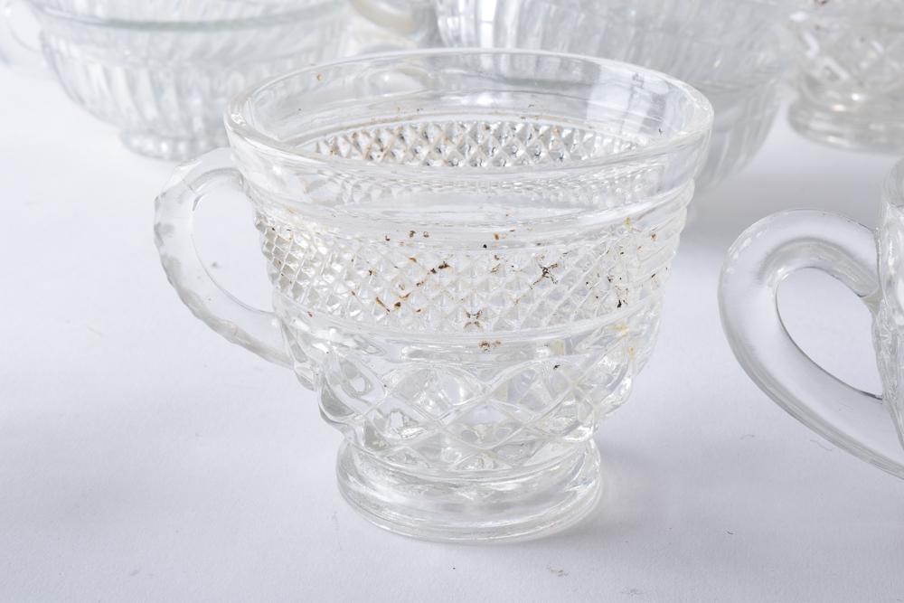 Vintage Pressed Plate and Punch Cups Glassware