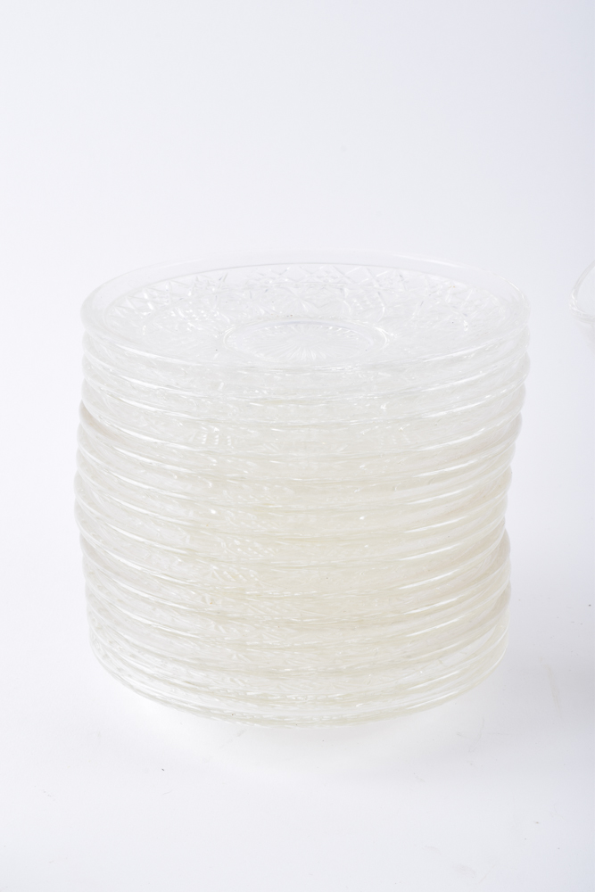 Vintage Pressed Plate and Punch Cups Glassware