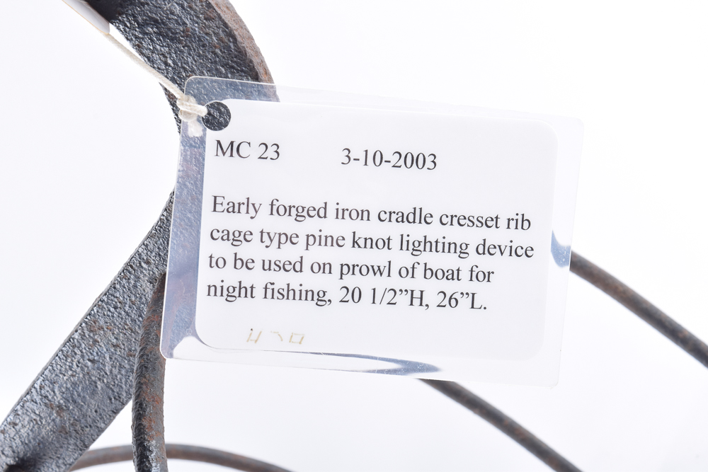 Rare Hand-Forged Ribcage Boat Prow Rushlight Fixture