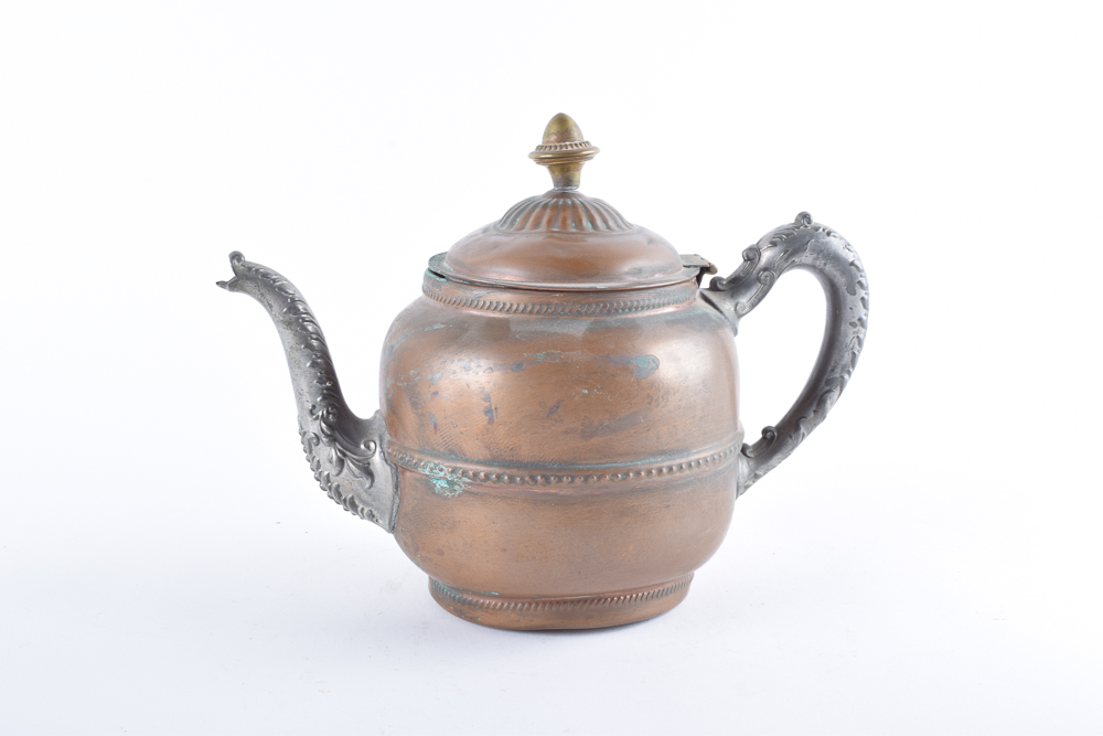 Copper and Silver Tone Coffee and Tea Kettles