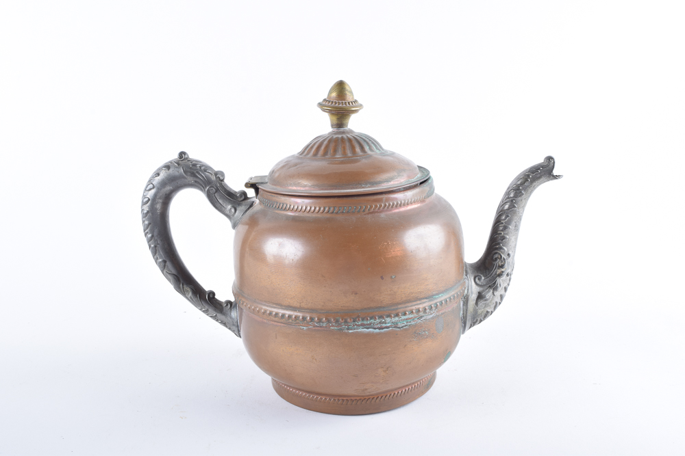 Copper and Silver Tone Coffee and Tea Kettles