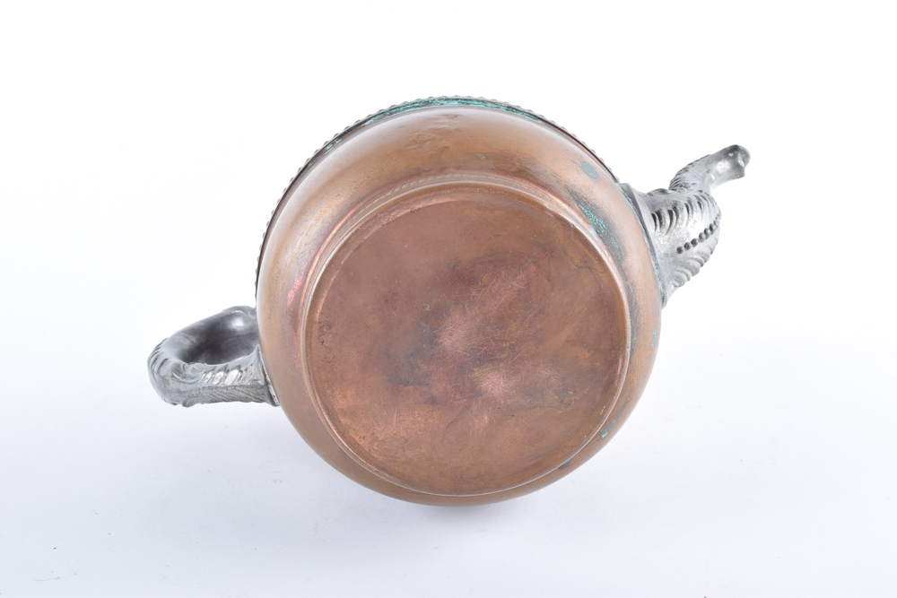 Copper and Silver Tone Coffee and Tea Kettles