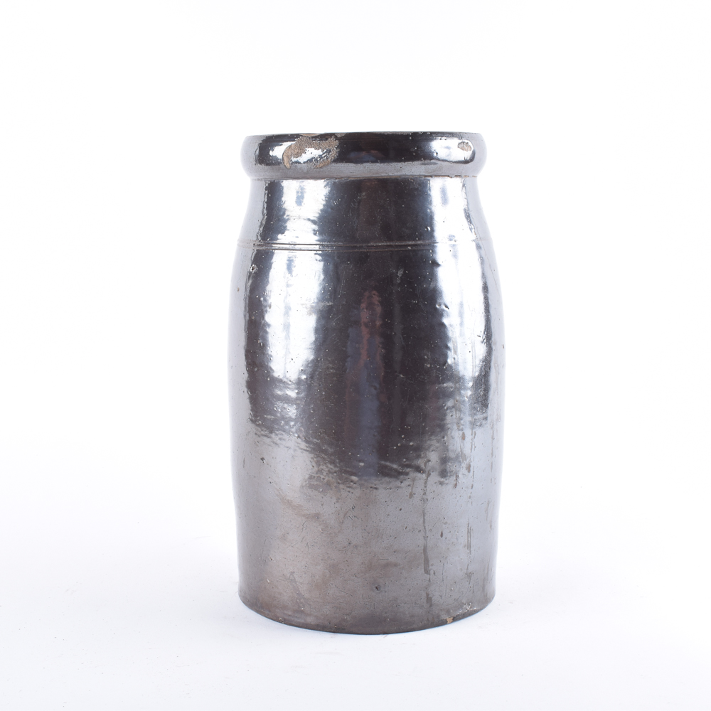 Antique Brown Stoneware Canning Jar