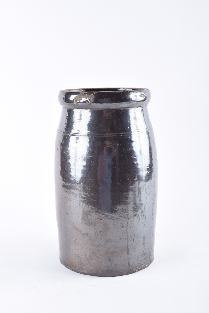 Antique Brown Stoneware Canning Jar
