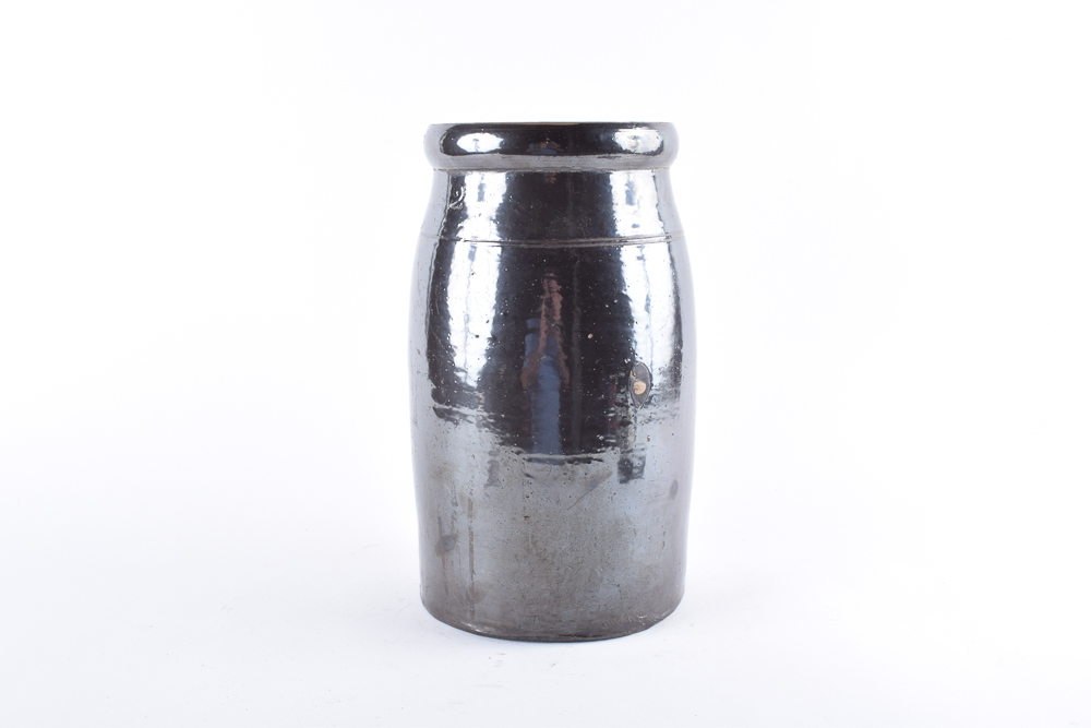 Antique Brown Stoneware Canning Jar
