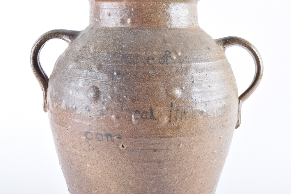 Vintage Lidded Wheel-Thrown Stoneware Crock