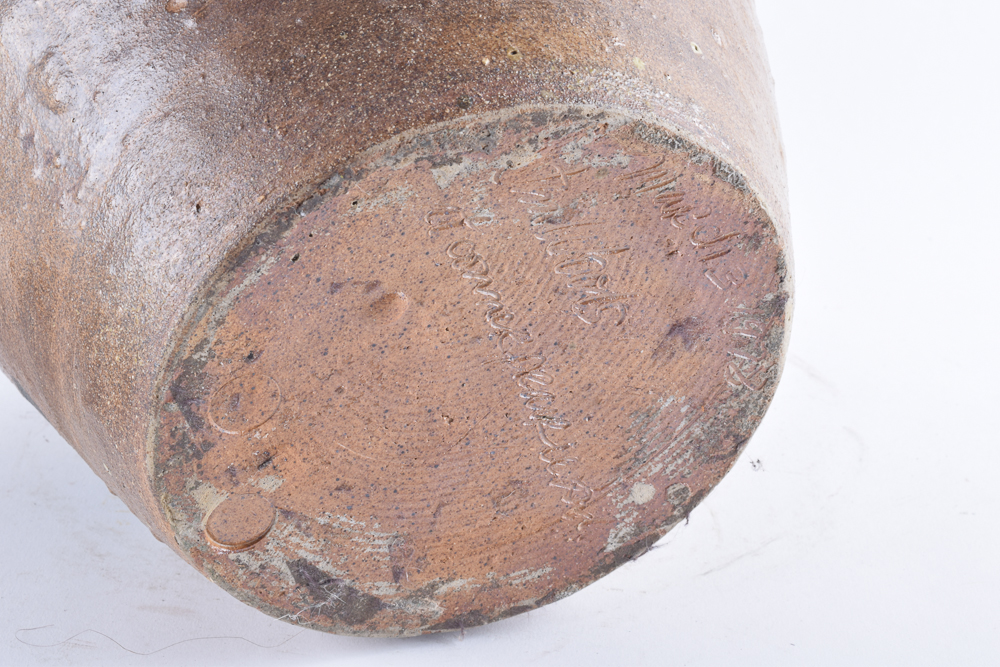 Vintage Lidded Wheel-Thrown Stoneware Crock