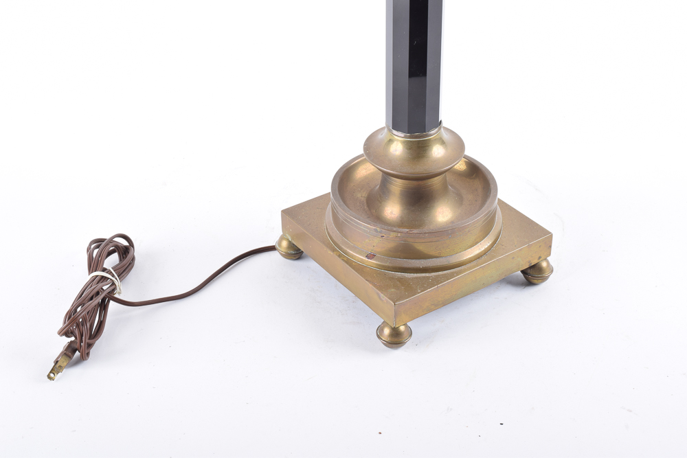 Mid-Century Cut Glass and Brass Table Lamp