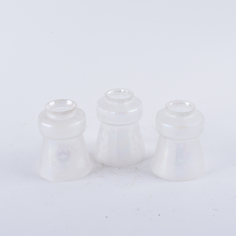 Vintage Etched Iridescent Glass Shades