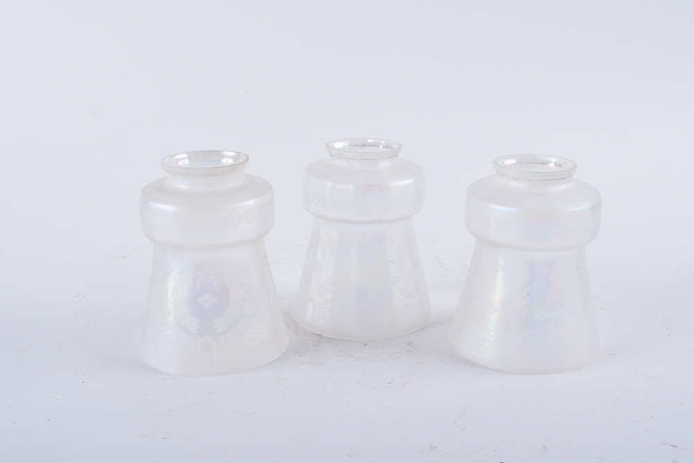 Vintage Etched Iridescent Glass Shades