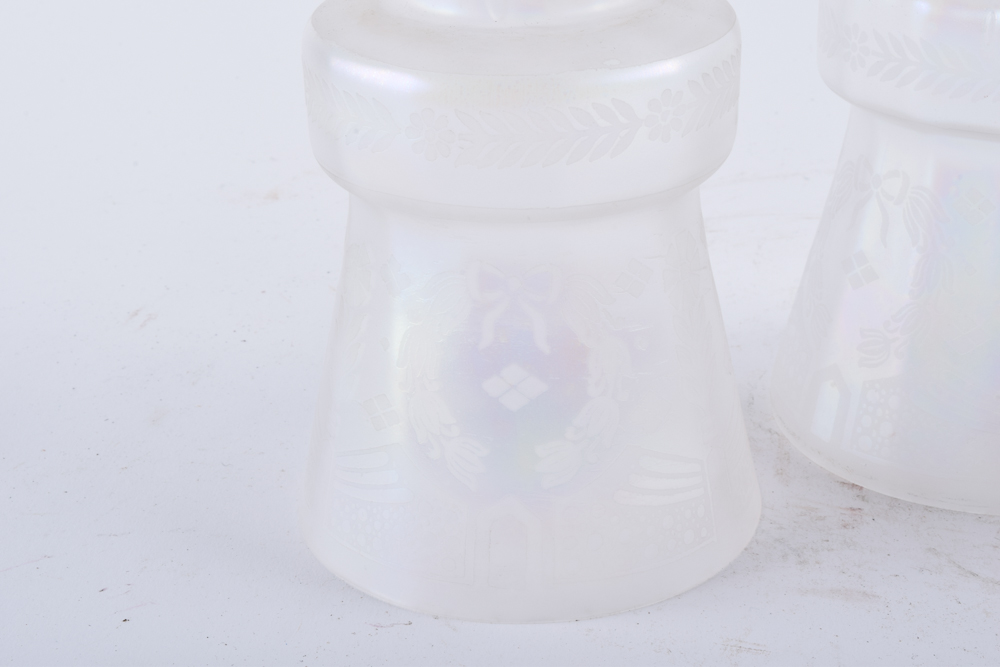 Vintage Etched Iridescent Glass Shades