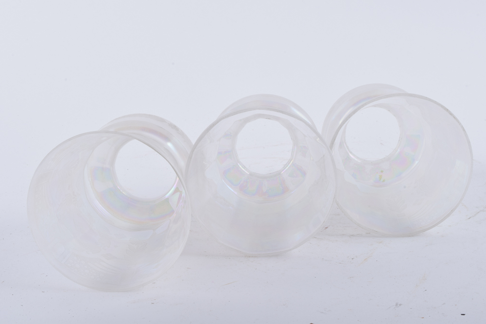 Vintage Etched Iridescent Glass Shades