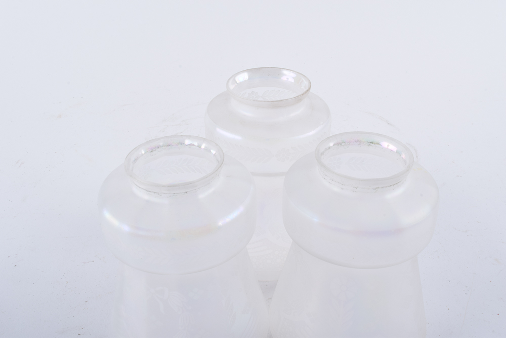 Vintage Etched Iridescent Glass Shades