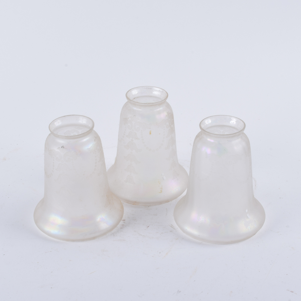 Vintage Etched Iridescent Glass Shades