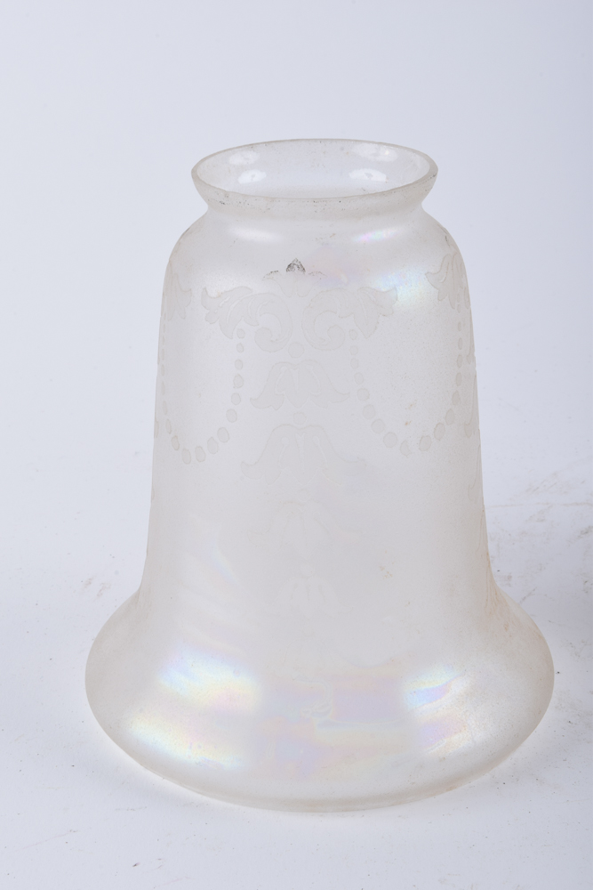Vintage Etched Iridescent Glass Shades