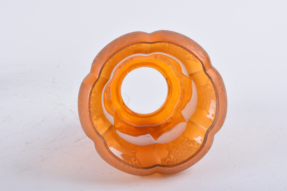 Vintage Etched Amber Glass Shades